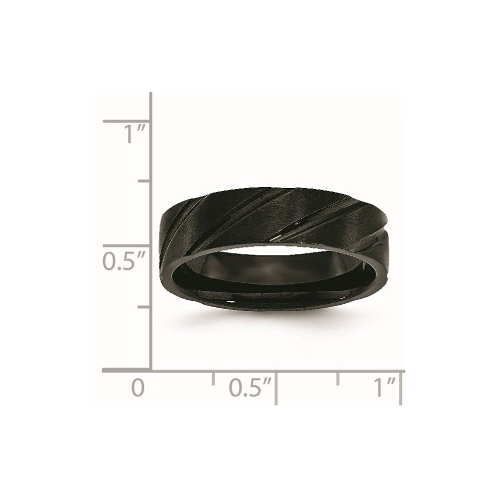 Titanium Brushed and Polished Black IP-plated Swirl Design 6mm Band