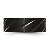 Titanium Brushed and Polished Black IP-plated Swirl Design 8mm Band