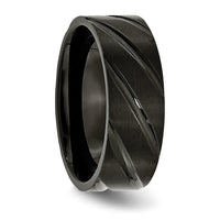 Titanium Brushed and Polished Black IP-plated Swirl Design 8mm Band