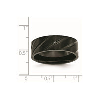 Titanium Brushed and Polished Black IP-plated Swirl Design 8mm Band