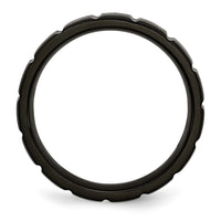Titanium Brushed and Polished Black IP-plated 6mm Notched Band