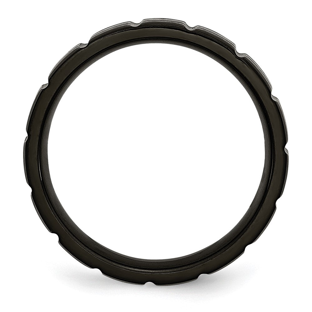 Titanium Brushed and Polished Black IP-plated 6mm Notched Band