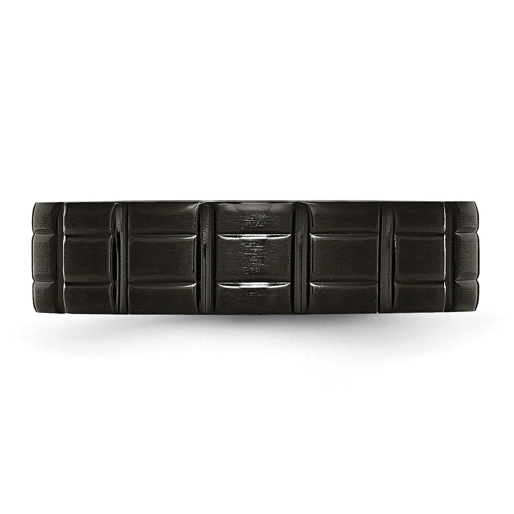 Titanium Brushed and Polished Black IP-plated 6mm Notched Band