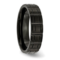 Titanium Brushed and Polished Black IP-plated 6mm Notched Band