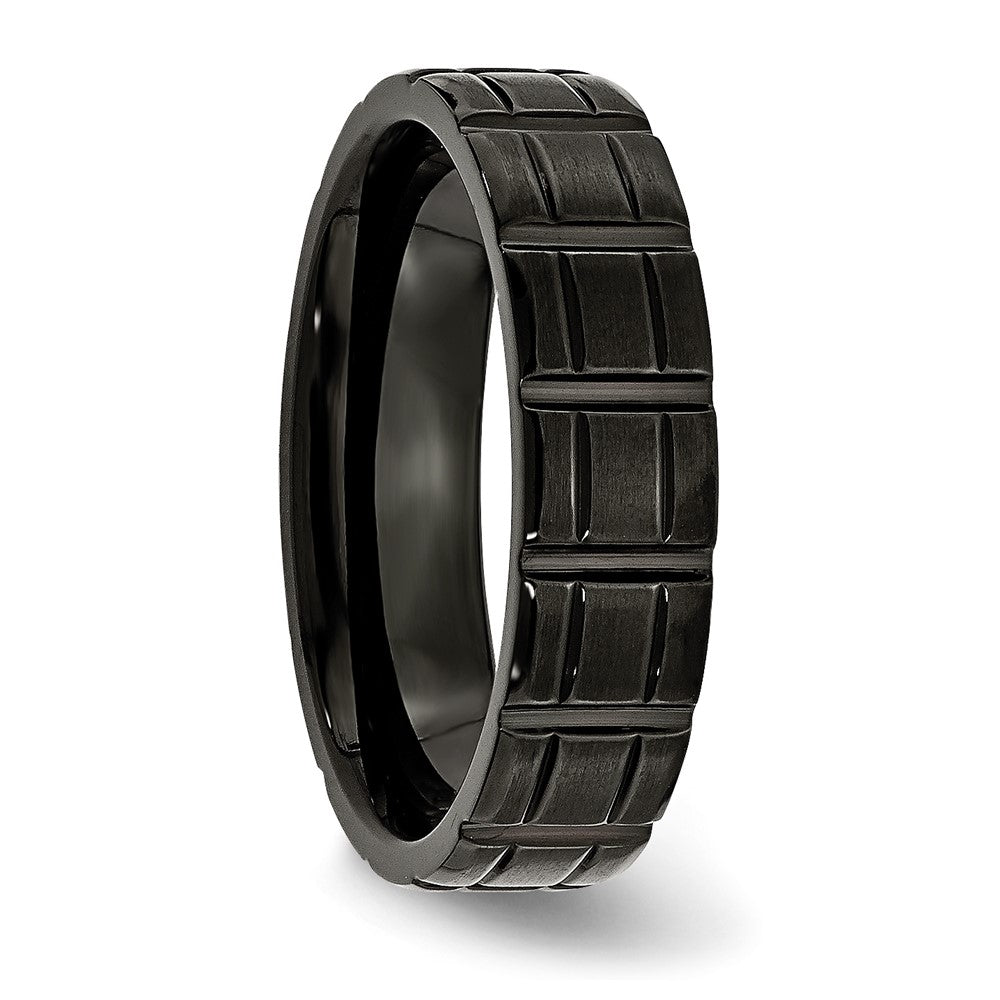 Titanium Brushed and Polished Black IP-plated 6mm Notched Band