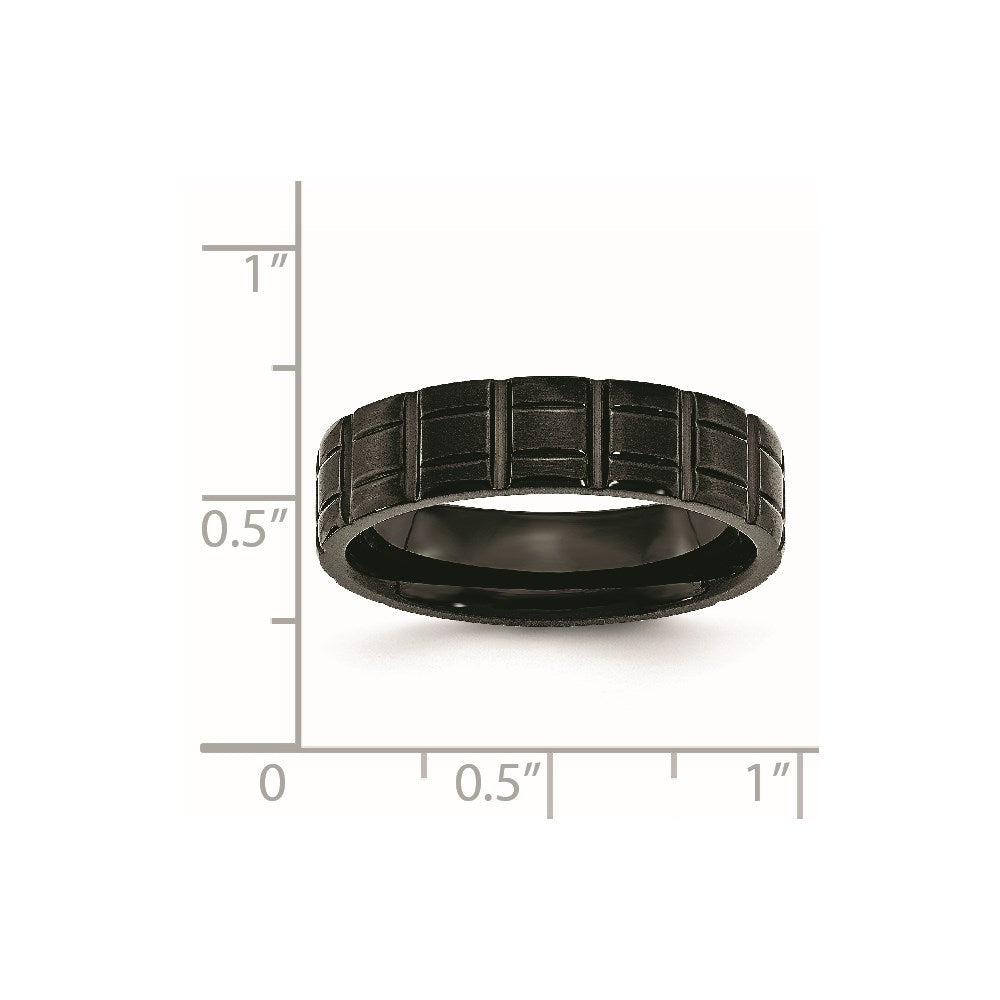 Titanium Brushed and Polished Black IP-plated 6mm Notched Band