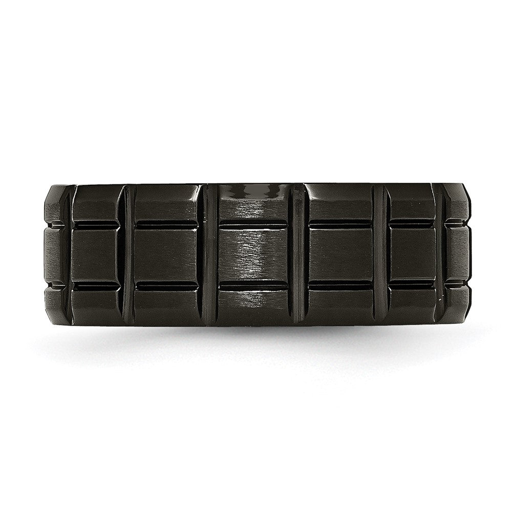 Titanium Brushed and Polished Black IP-plated 8mm Notched Band
