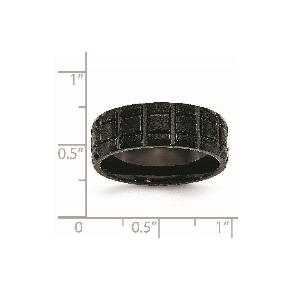 Titanium Brushed and Polished Black IP-plated 8mm Notched Band