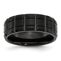 Titanium Brushed and Polished Black IP-plated 8mm Notched Band