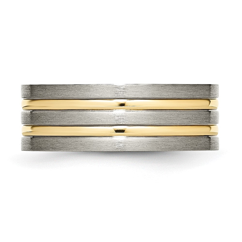 Titanium Brushed Yellow IP-plated 8mm Grooved Band