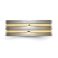 Titanium Brushed Yellow IP-plated 8mm Grooved Band