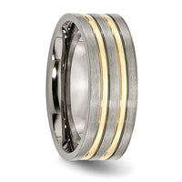 Titanium Brushed Yellow IP-plated 8mm Grooved Band
