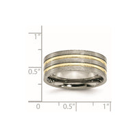 Titanium Brushed Yellow IP-plated 8mm Grooved Band