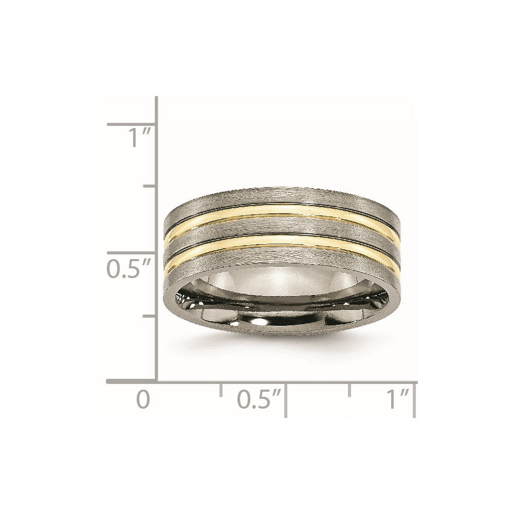 Titanium Brushed Yellow IP-plated 8mm Grooved Band