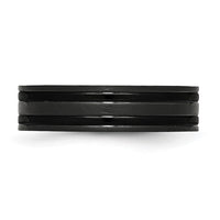 Titanium Brushed and Polished Black IP-plated 6mm Grooved Band