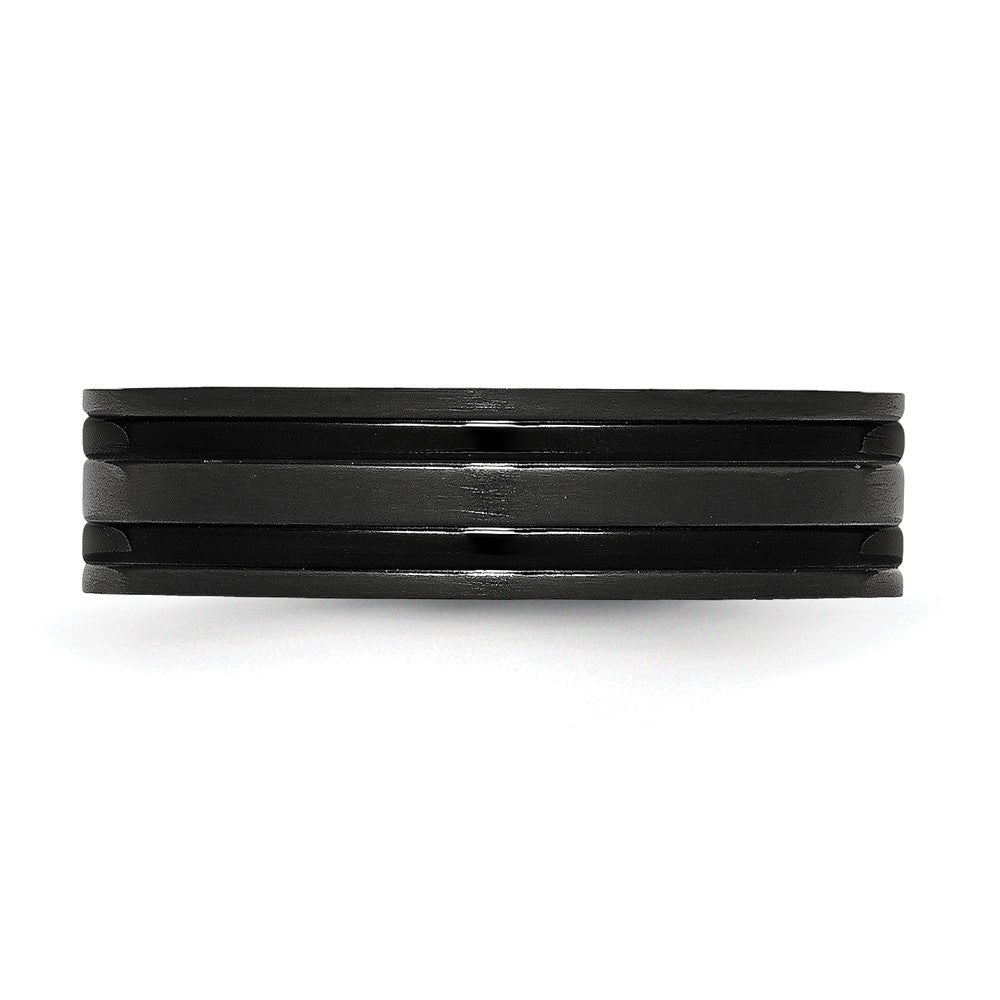 Titanium Brushed and Polished Black IP-plated 6mm Grooved Band