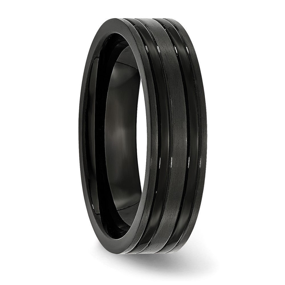 Titanium Brushed and Polished Black IP-plated 6mm Grooved Band