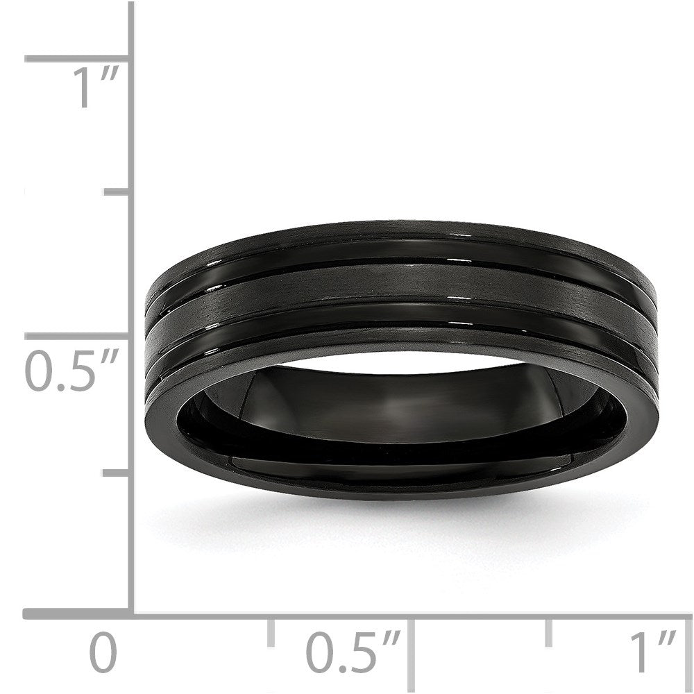 Titanium Brushed and Polished Black IP-plated 6mm Grooved Band