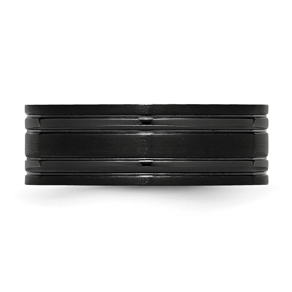 Titanium Brushed and Polished Black IP-plated 8mm Grooved Band