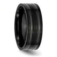 Titanium Brushed and Polished Black IP-plated 8mm Grooved Band