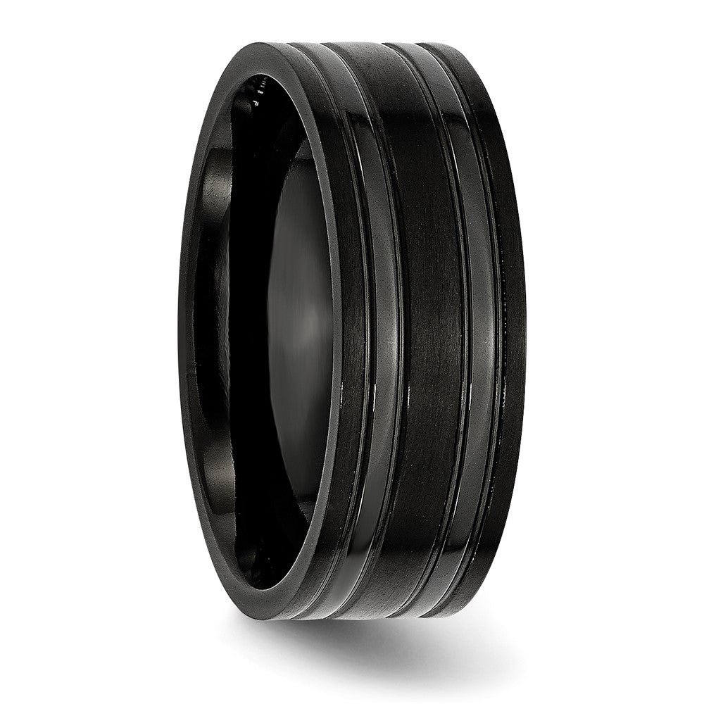 Titanium Brushed and Polished Black IP-plated 8mm Grooved Band