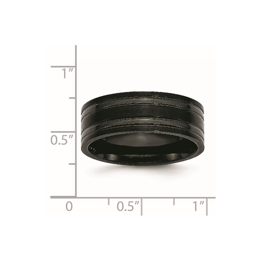 Titanium Brushed and Polished Black IP-plated 8mm Grooved Band
