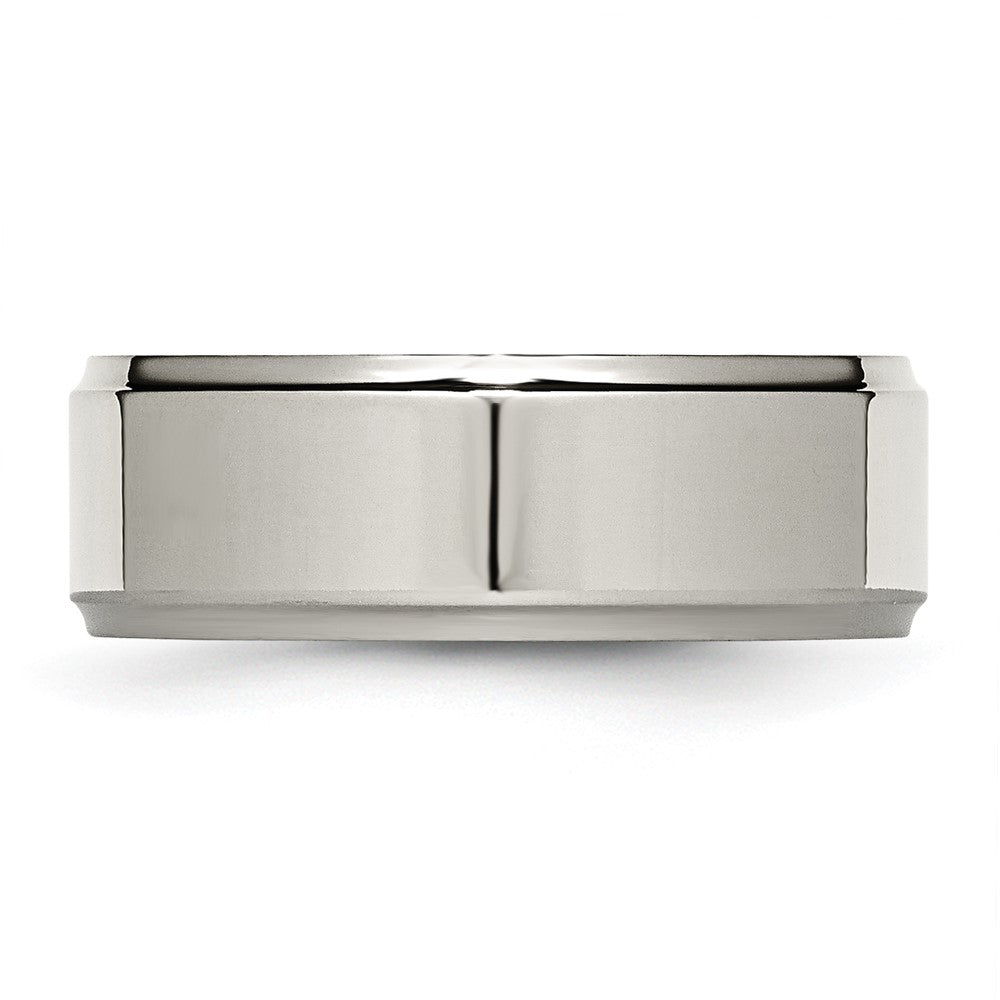 Titanium Polished 8mm Ridged Edge Band