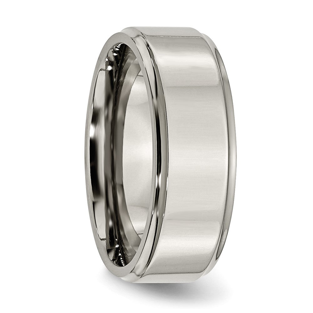Titanium Polished 8mm Ridged Edge Band