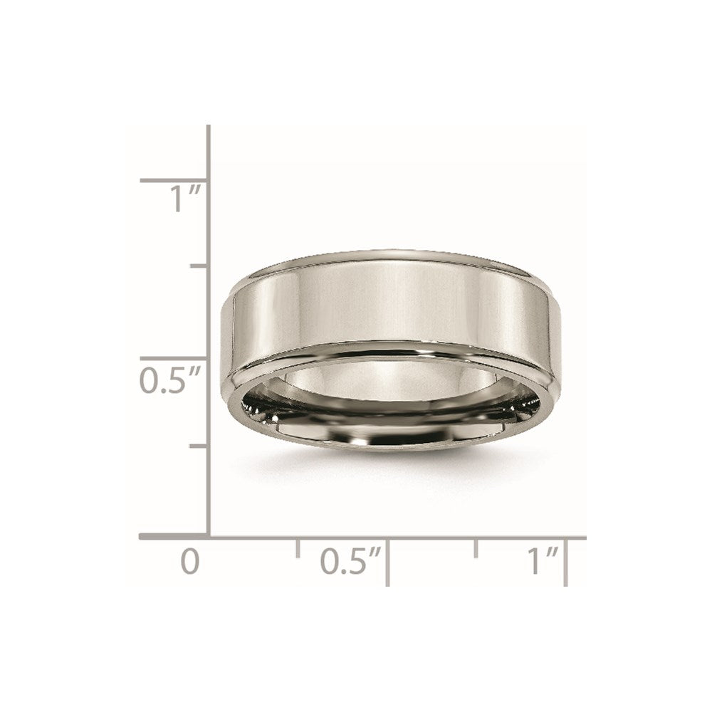 Titanium Polished 8mm Ridged Edge Band
