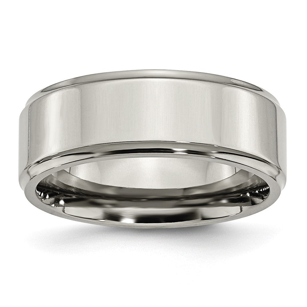 Titanium Polished 8mm Ridged Edge Band