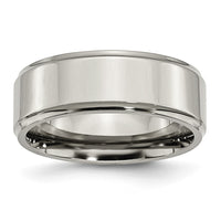 Titanium Polished 8mm Ridged Edge Band