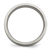Titanium Brushed w/Sterling Silver Inlay 6mm Grooved Band