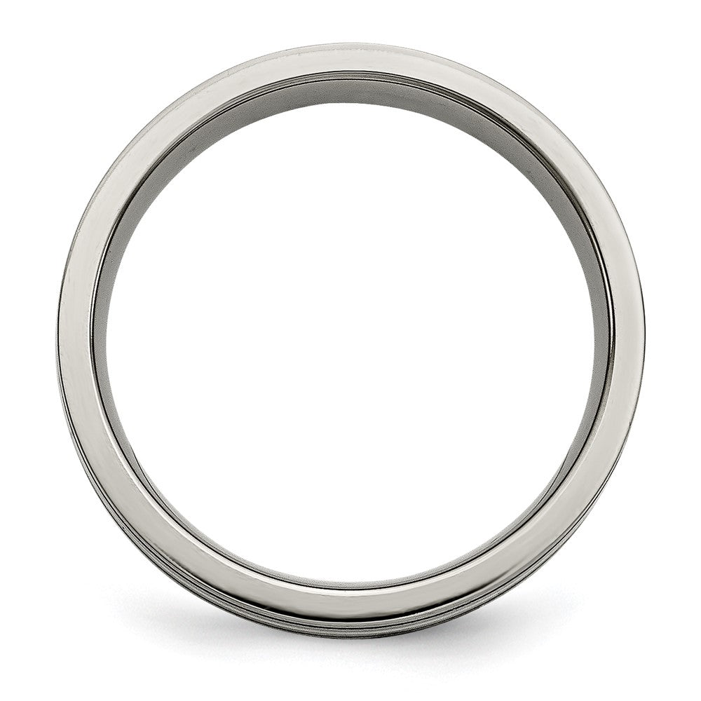 Titanium Brushed w/Sterling Silver Inlay 6mm Grooved Band