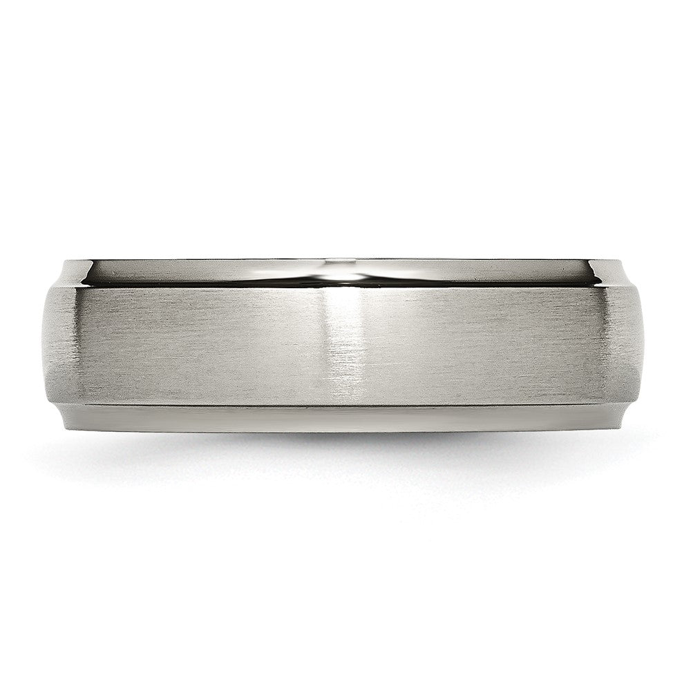 Titanium Brushed Center 7mm Ridged Edge Band