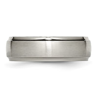 Titanium Brushed Center 7mm Ridged Edge Band