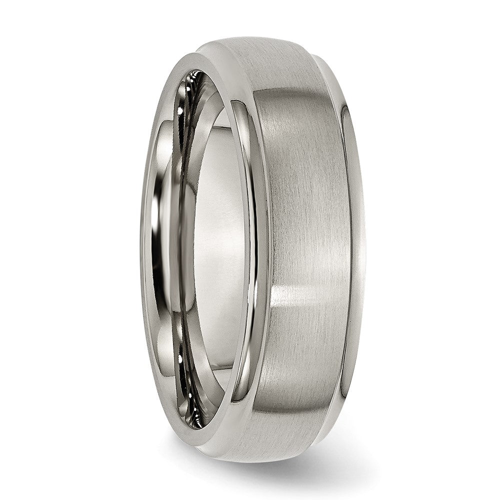 Titanium Brushed Center 7mm Ridged Edge Band