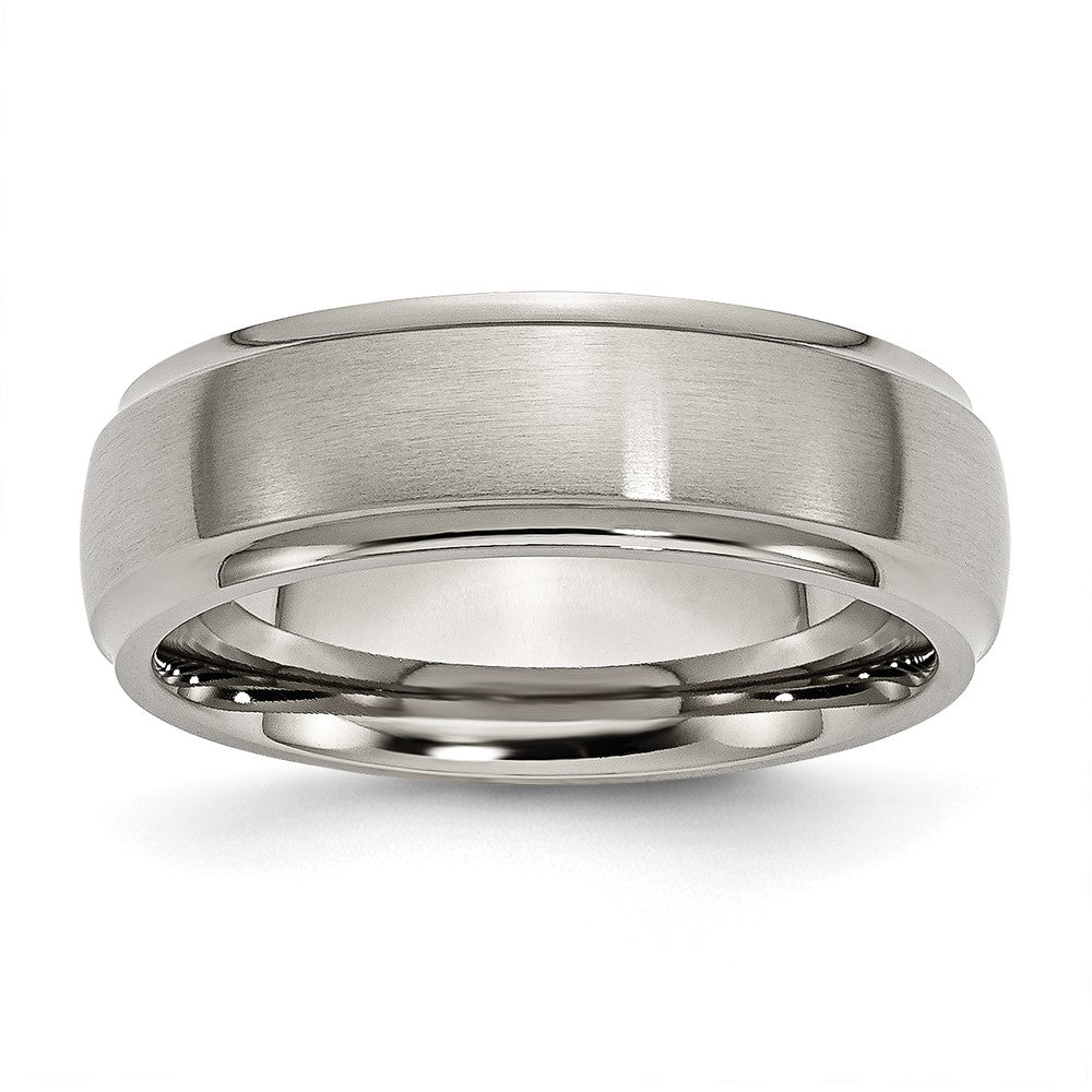 Titanium Brushed Center 7mm Ridged Edge Band