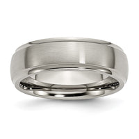 Titanium Brushed Center 7mm Ridged Edge Band