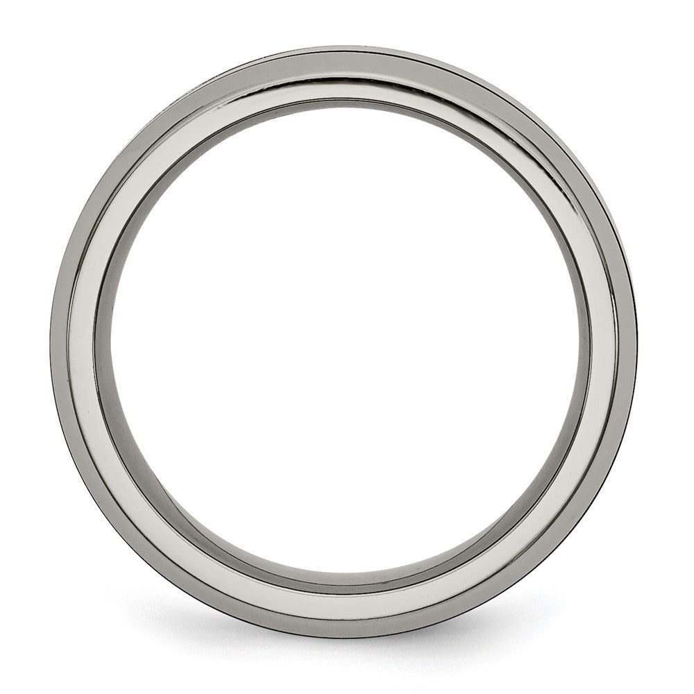 Titanium Polished w/Black Ceramic Center 8mm Beveled Band