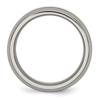 Titanium Polished w/Black Ceramic Center 8mm Beveled Band