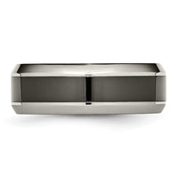 Titanium Polished w/Black Ceramic Center 8mm Beveled Band