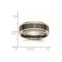 Titanium Polished w/Black Ceramic Center 8mm Beveled Band