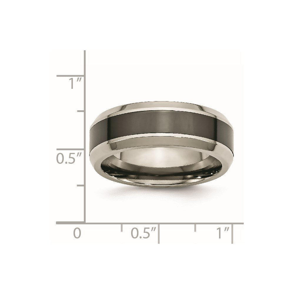 Titanium Polished w/Black Ceramic Center 8mm Beveled Band