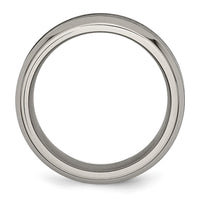 Titanium Polished w/Black Ceramic Center 8mm Beveled Band