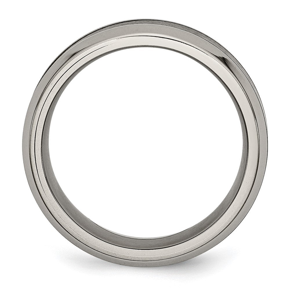 Titanium Polished w/Black Ceramic Center 8mm Beveled Band