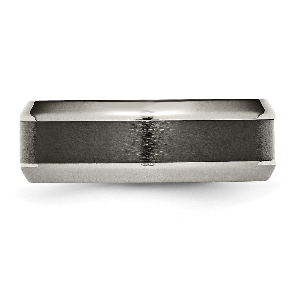 Titanium Polished w/Black Ceramic Center 8mm Beveled Band