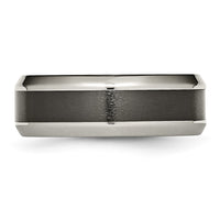 Titanium Polished w/Black Ceramic Center 8mm Beveled Band