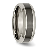 Titanium Polished w/Black Ceramic Center 8mm Beveled Band