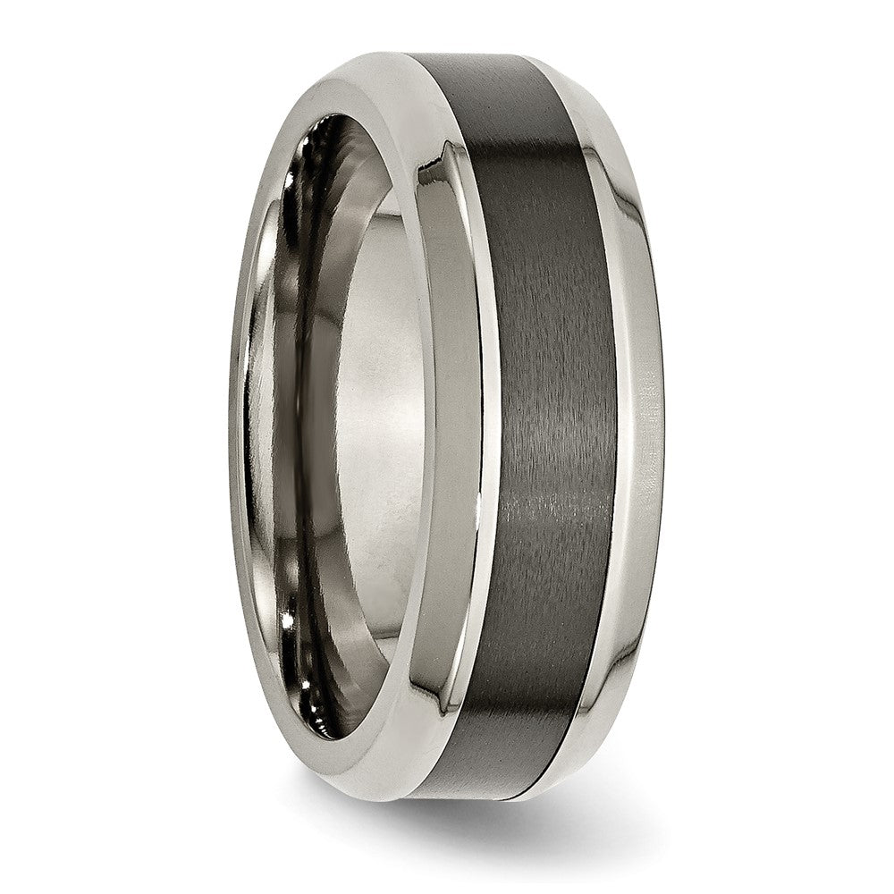 Titanium Polished w/Black Ceramic Center 8mm Beveled Band