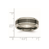 Titanium Polished w/Black Ceramic Center 8mm Beveled Band